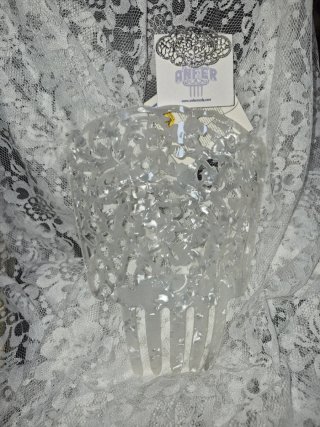 Mantilla y Peineta Novia Broche Plata