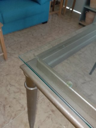 Mesa de comedor cristal y forja