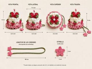 Mini sombrero de tarta de fresas a crochet