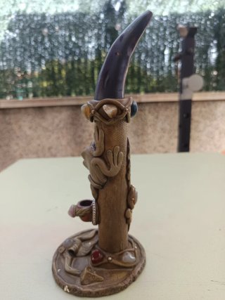 Scultura Cerimoniale Mistica in Legno e Minerali