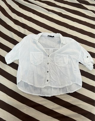 Camisa Zara Blanca Ancha Talla Única
