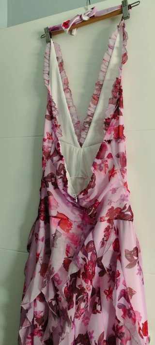 Vestido largo volantes floral