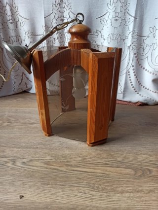 Lámpara de techo madera y cristal