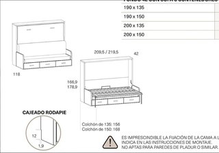 Cama abatible con sofá y cajones Sonrie 135×190