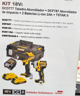 Kit DeWALT DCD777 + DCF787 +2 batr+ cargdor+ malti