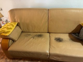 Divano in pelle a 3 posti beige