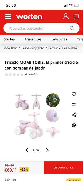 Bicicleta bebe rosa