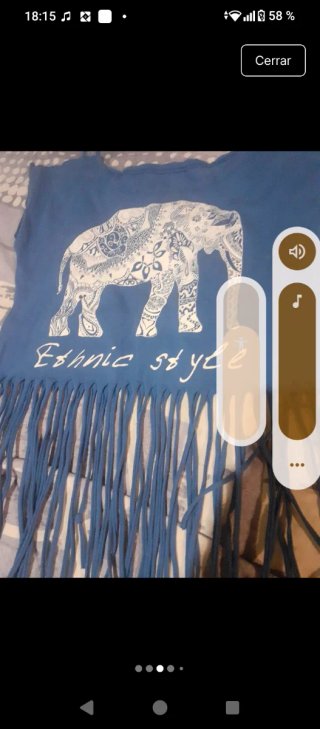 Camiseta con elefante y flecos Talla M