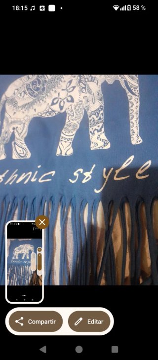 Camiseta con elefante y flecos Talla M