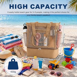 Bolsa de Playa grande Malla Beige