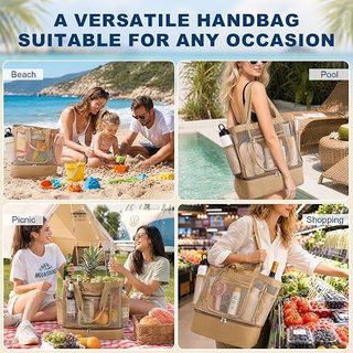 Bolsa de Playa grande Malla Beige