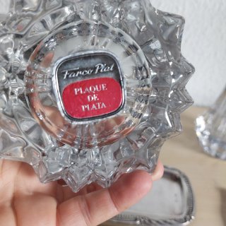 Juego de tocador de cristal y plata