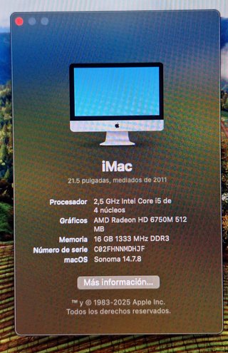Imac 2,5GHz i5 16GB RAM 500GB SSD