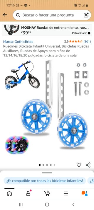 Ruedines Bici Infantil Universal con luces