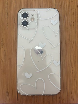 Custodia iPhone 12 Trasparente con Cuori Bianchi