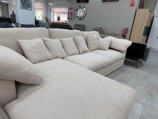Sofá rinconera beige tela