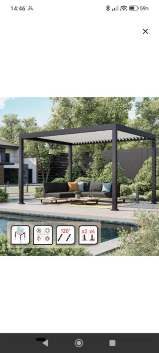 Pérgola bioclimática aluminio gris