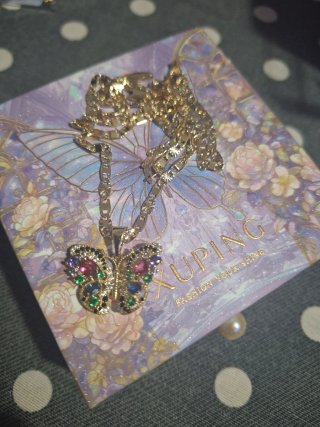 Cadena y dije mariposa oro laminado 14k xuping