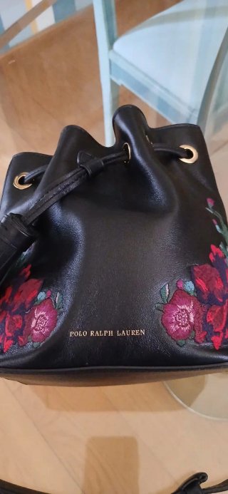 Borsetta Polo Ralph Lauren nera con fiori rossi