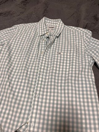 Camiseta Wrangler cuadros verde y blanco