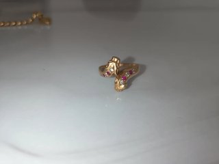 Cadena cordon oro 18k con oso y anillo leopardo