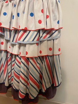 Vestido vaquero tirantes volantes azul y multicolo