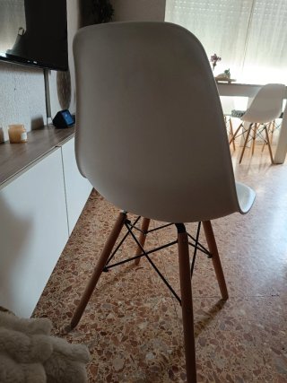 Pack 4 Sillas de diseño blanco y madera