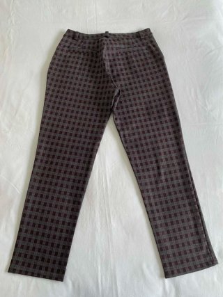 Pantalón cuadros granate gris vintage Italia