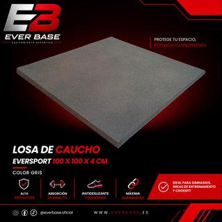 Losa Caucho Eversport 100x100x4cm Gris