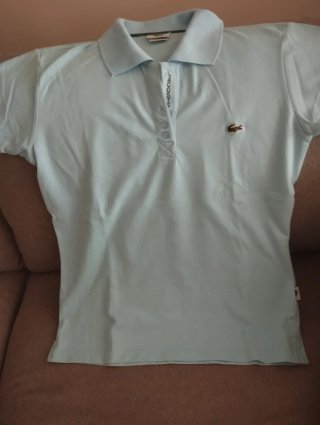 Polo Lacoste Azul Mujer entallado
