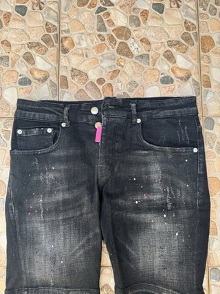 Pantalón vaquero My brand negro con toques rosa
