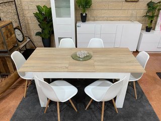 Mesa extensible con 6 sillas blancas + Envio