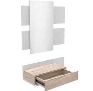 Recibidor Madera. Espejo y cajon.