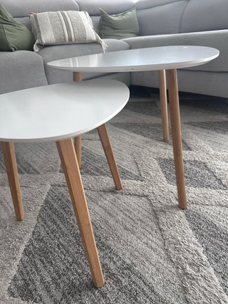 Mesas auxiliares TAPS (JYSK) blanco/bambú