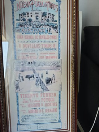 Antiguo cartel fotografia Plaza de Toros Barcelona