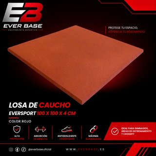 Losa Caucho Everbase 100x100x4cm Roja