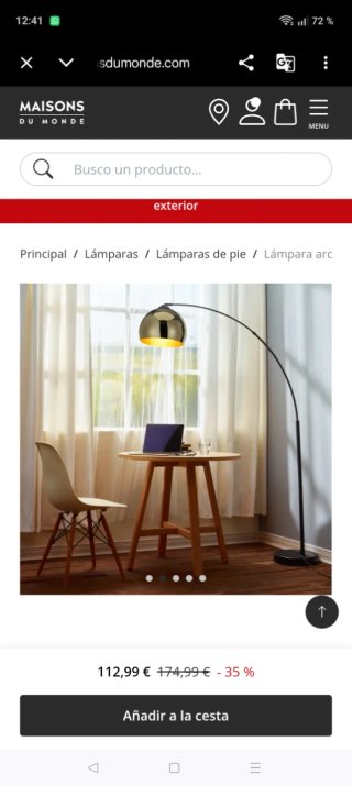 Lámpara Arco Dorada Maison du Monde