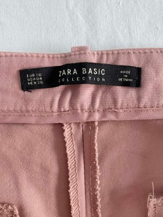 Pantalón elegante rosa de algodón Zara