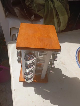 Estantería de especias madera y cristal