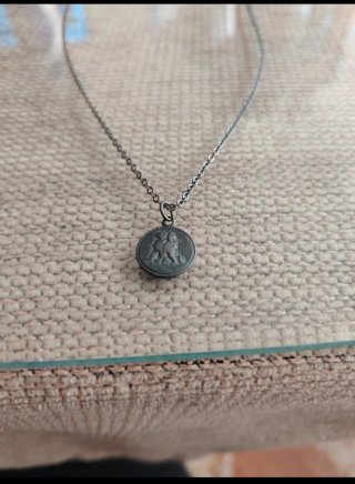 Collar Plata 900 Medalla Géminis Vintage