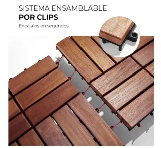 Losetas de madera de acacia YOEVU 30x30 cm (9ud)