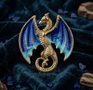 Broche Dragón Dorado y Azul