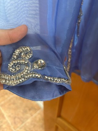 Camisa azul con pedrería talla s/m
