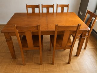 Conjunto mesa comedor madera y 6 sillas