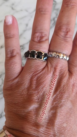 Anillo Doble Acero Negro y Plateado.SOLO ENVIO