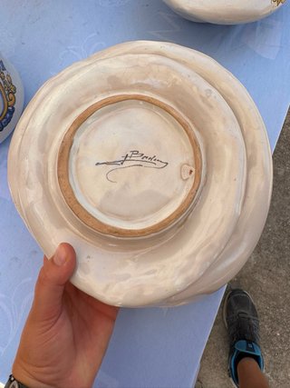 4 Botijos anchos firmados de autor  decorados H2O
