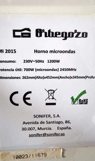 Microondas Orbegozo Blanco