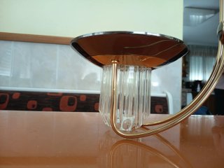Lámpara de techo dorada y transparente