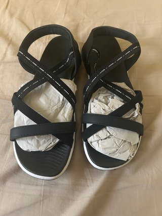 Sandalias Verano Mujer Tiras Elásticas Negras