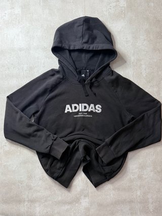 Sudadera Adidas Negra con Capucha Logo Bordado